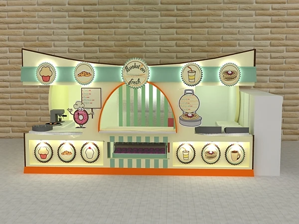 Customize elegant cafe shop counter food and drink kiosk  for shopping mall