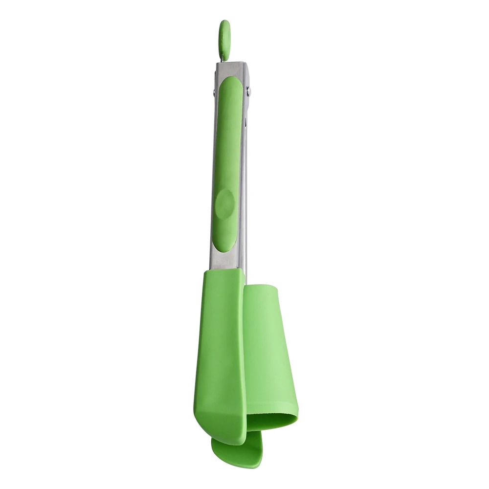 
Amazon Hot Sale 7/9/12 Inch Silicone 2 in 1 Clever Kitchen Salad Serving Tongs Fruit Salad Tools 