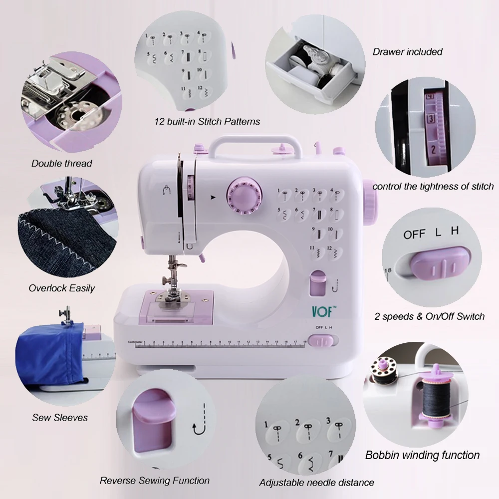 VOF FHSM-505 Multifunction mini sewing machine factory for home use FANGHUA sewing machine guangzhou macchina da cucire