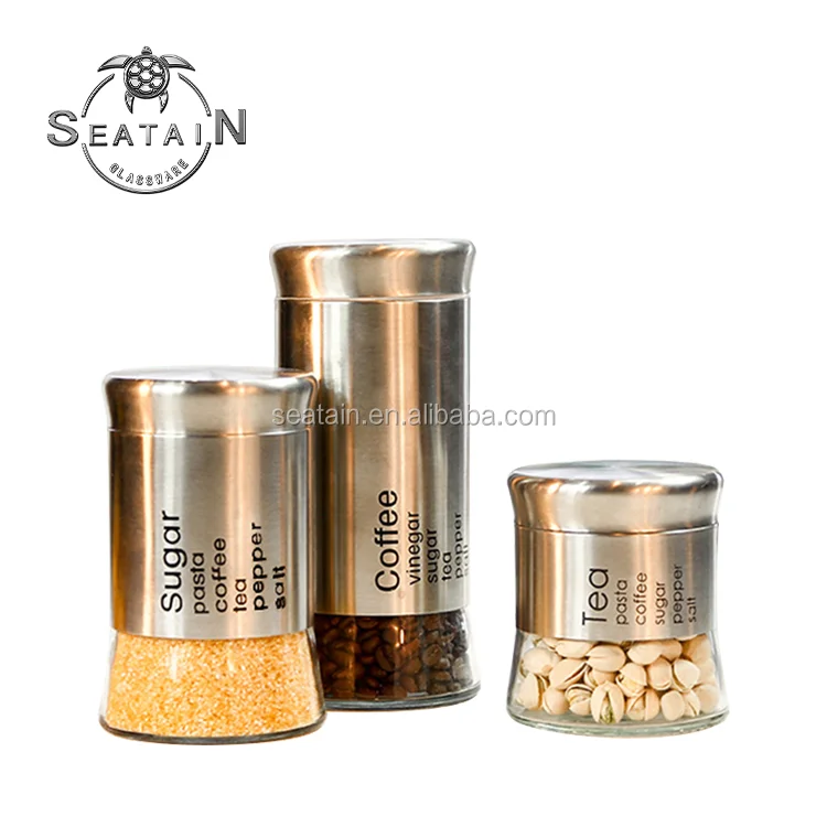 Window Glass Stainless Steel Containers with Lids Quality Modern Red Stainless Steel Canister Set for Kitchen