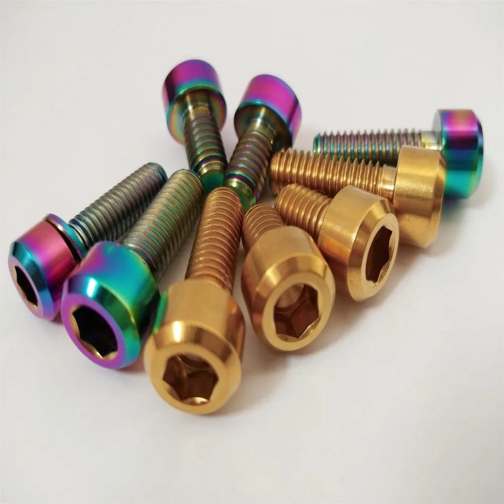 Titanium bolt M6 X 12mm Titanium Screws For Shimano XT/XTR Oil Brake Screw,Oiling Hole Colored Ti Bolts For Mountain Bike