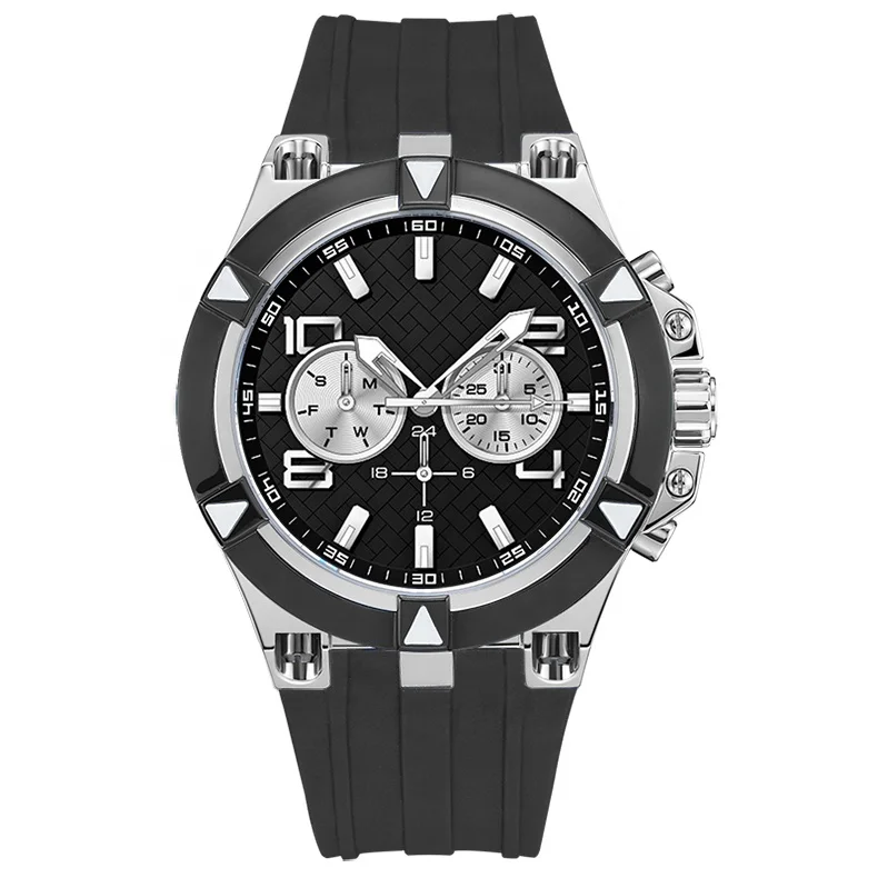 Private label watch manufacturer 2019 new design 24 hour dial stainless steel back multifunction dual watch