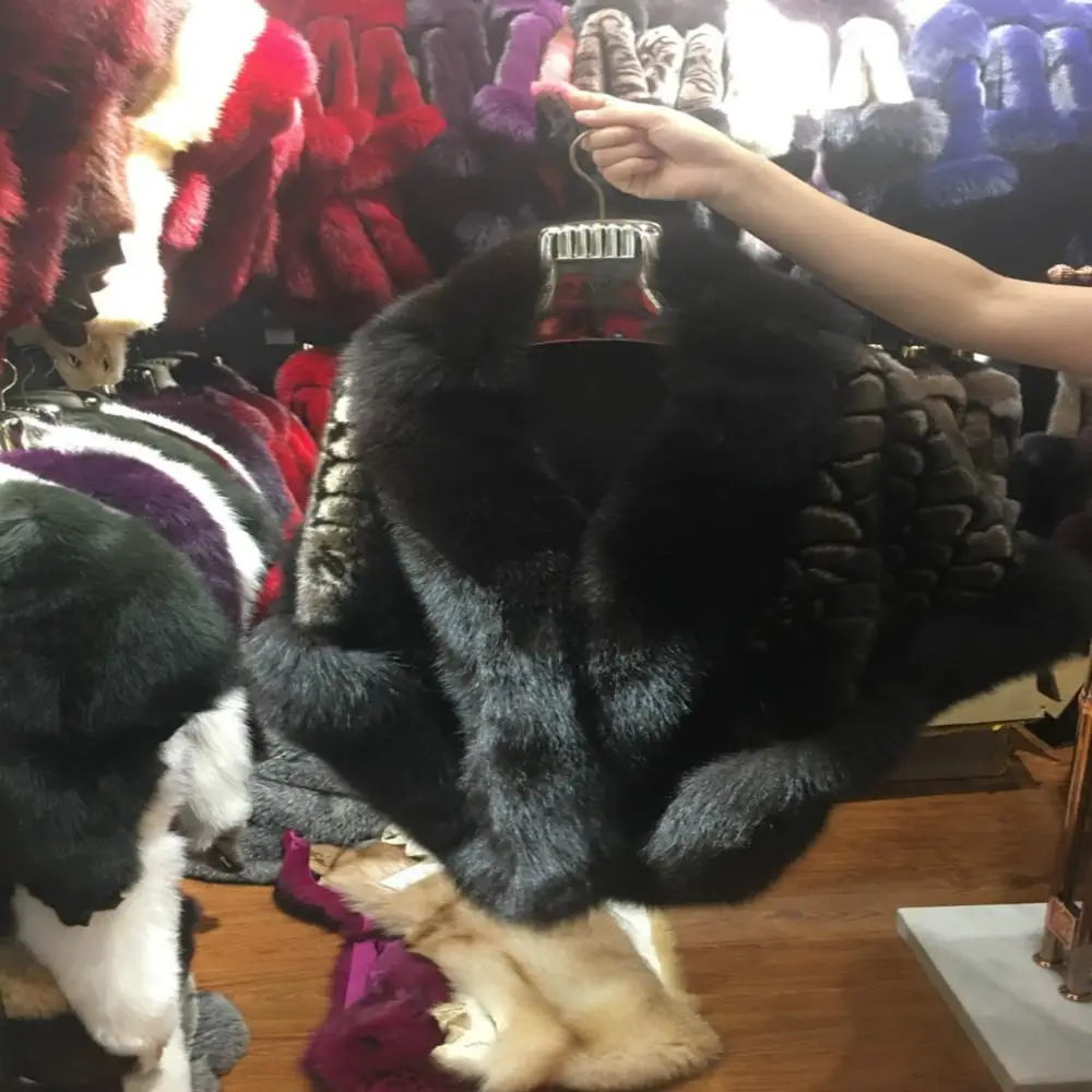 2018 Wholesale Mink Fur Wrap/Shawl/Tippet with Fox Fur