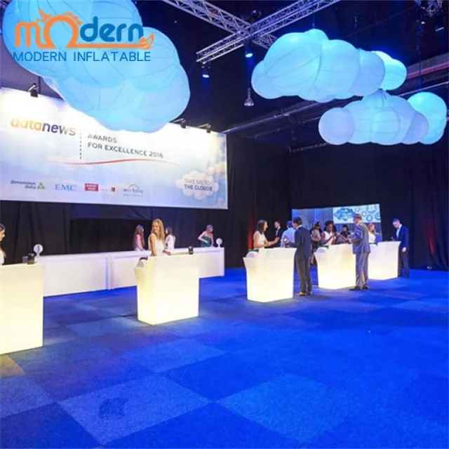 Inflatable Hanging Cloud With Colorful LED For Event Stage Decoration