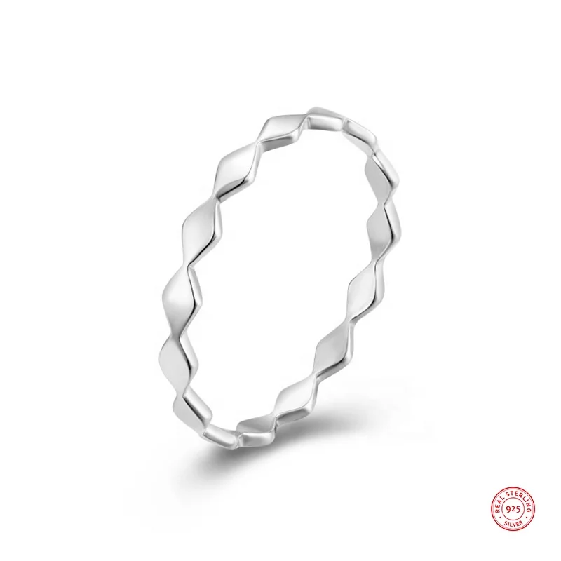 Loftily Jewelry Wholesale Minimalist Jewelry Rhombus s925 Silver Rings Jewelry Women 925 Sterling Silver Fashion Rings