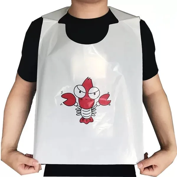 Custom Printed Disposable Restaurant Bibs Plastic Apron Adults Bibs