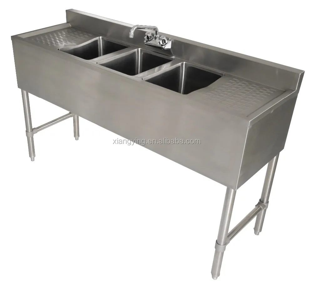 Bar Sink(Three Compartment, Two Drainboard 02)