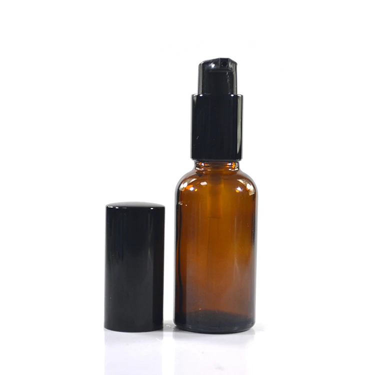 Hot sale Cosmetic bottle 100ml amber perfume lotion serum glass bottle with pump sprayer cap