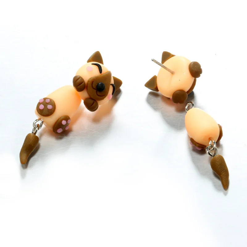 New Fashion DIY Handmade Polymer Clay Cute Cow 3D Animal Dog Stud Earrings For Women Girl Cartoon Earrings Party Gift