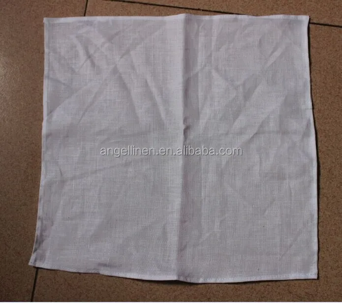 wholesale high quality textile pure flax linen fancy handkerchief with piping hem
