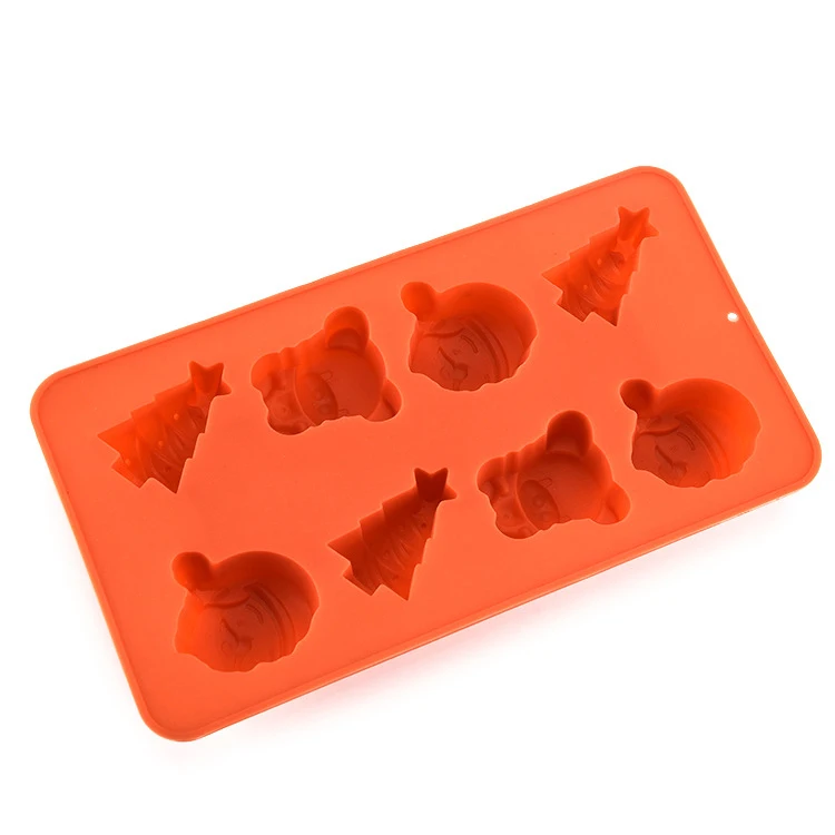Heat resistant christmas tree chocolate silicone molds santa head bell shaped silicone chocolate mold