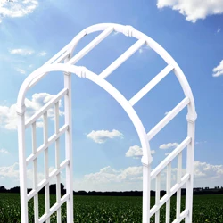 Fentech  Beautiful Wedding Arbor, White Vinyl PVC Plastic Garden Arbor with gate