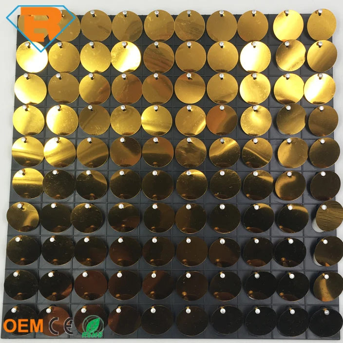 Golden Color Sequin Wall Signage Board with Movable Sequins 3D Wallpaper for Wall Decoration