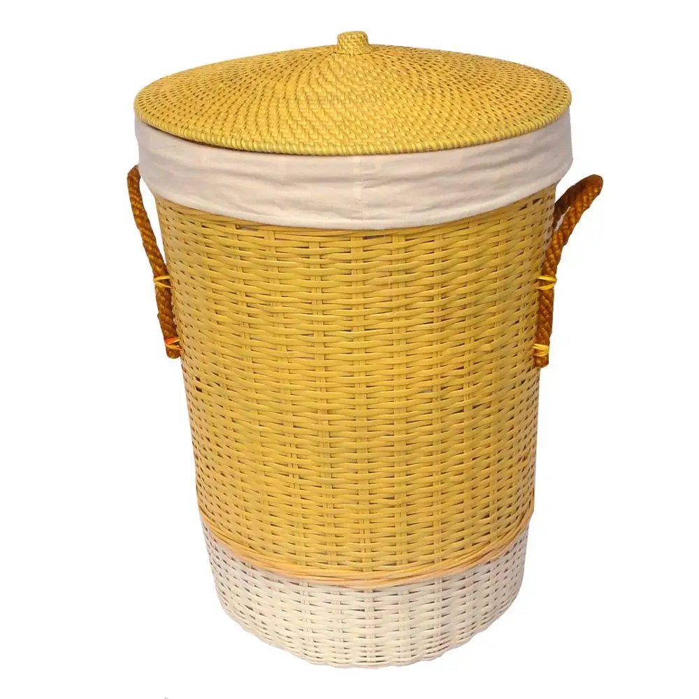
 Элегантная бамбуковая корзина для белья с крышкой  