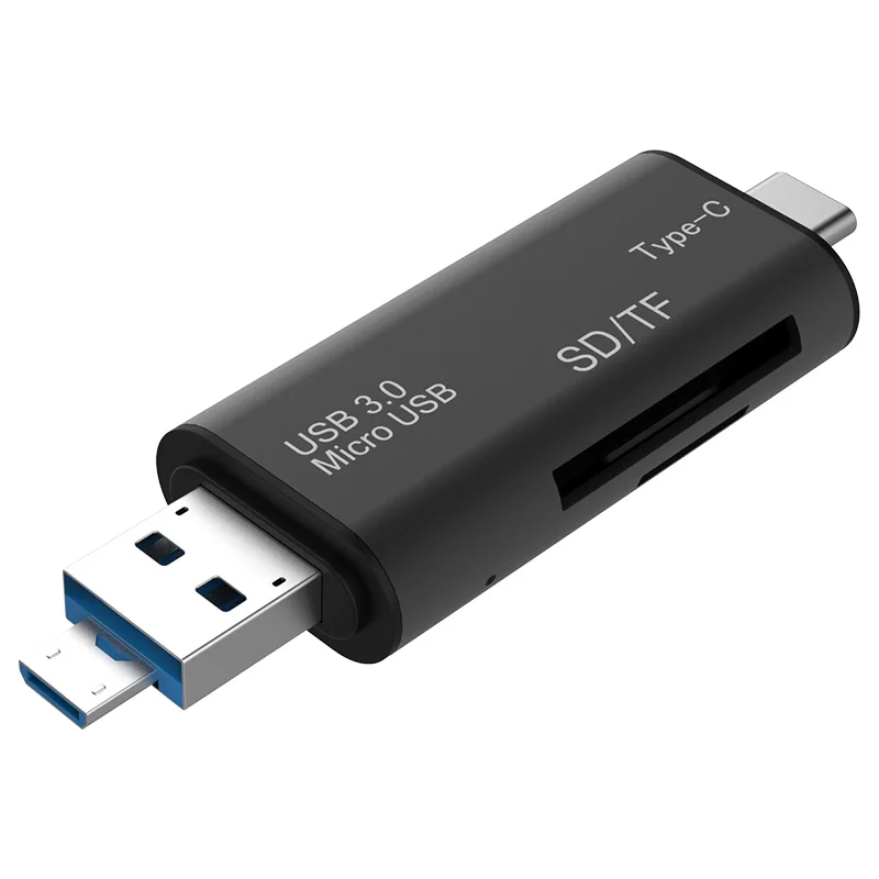  Мини-размер алюминиевого сплава 3 в 1 Type-C Micro USB OTG 0 Смарт кард-ридер Поддержка SD/TF карты для