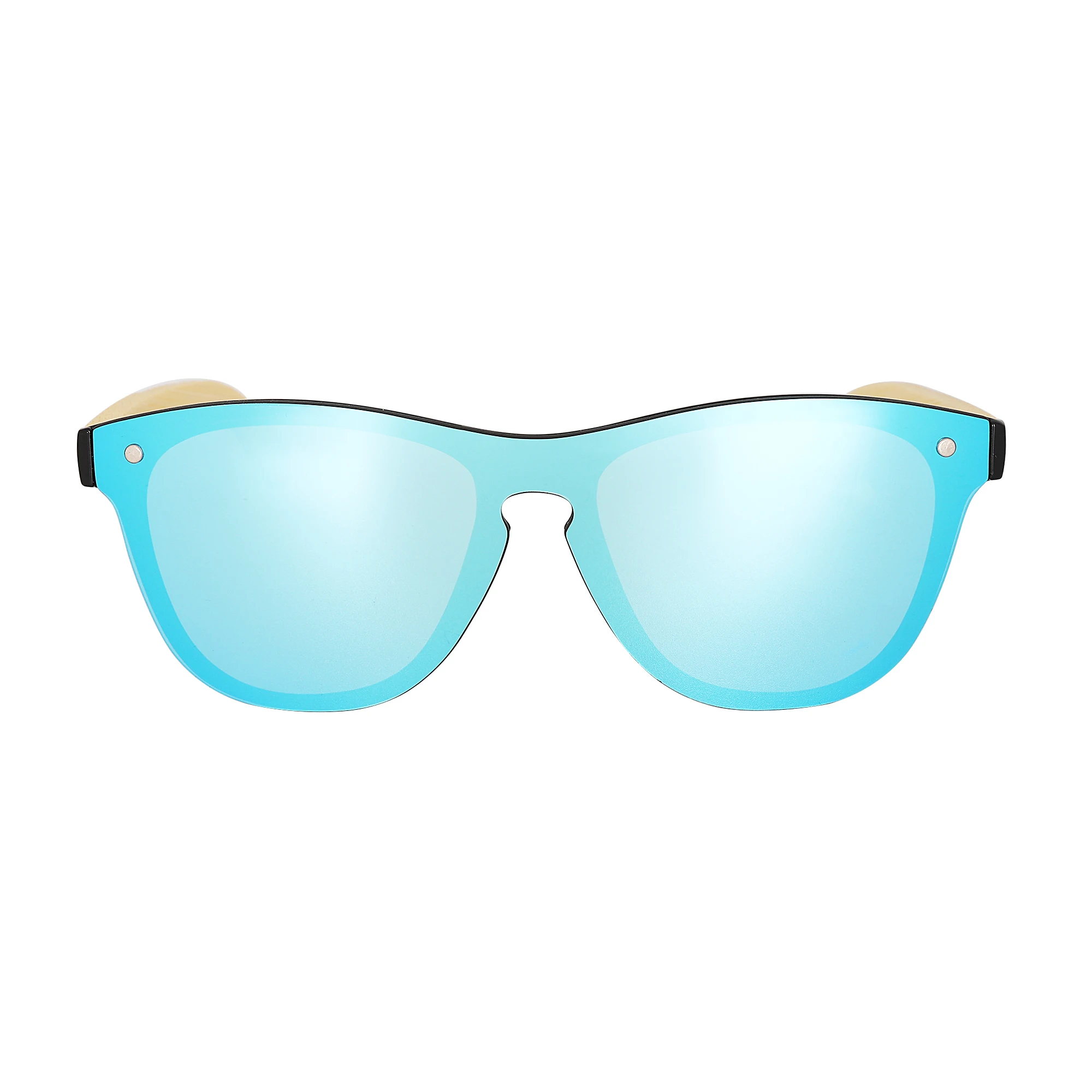 one piece lens wooden  sunglasses PC frame wood bamboo temples sun glasses