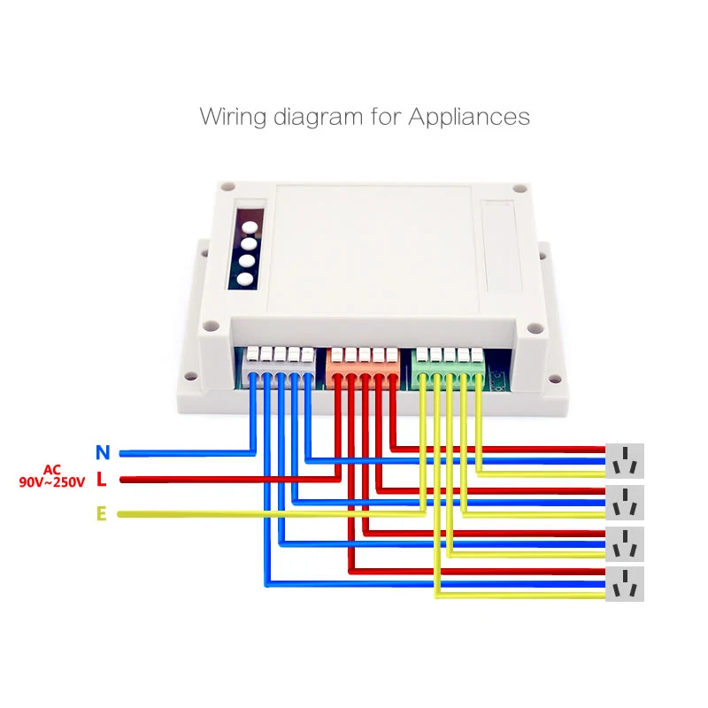Sonoff 4CH R2 Smart WiFi Switch 4-Gang Wireless Switches Din Rail Mounting Home Automation on/off Phone remote control 10A/2200W