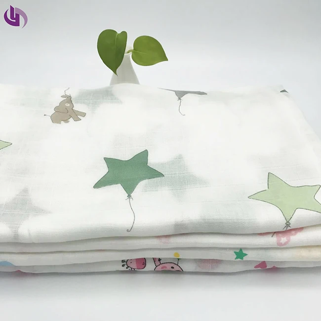
High quality baby products 100% cotton printed muslin fabric 
