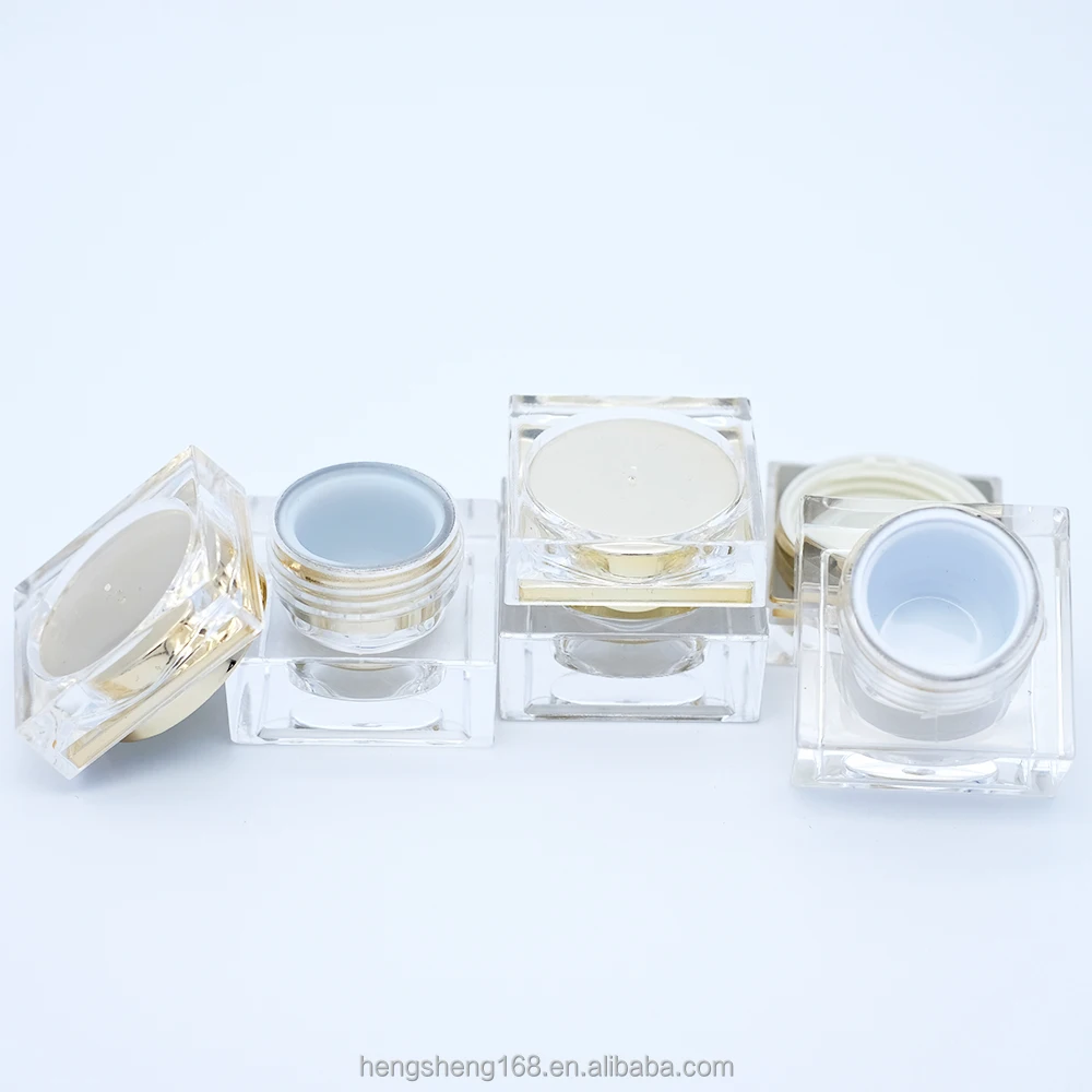 
Hengsheng factory empty clear plastic square PMMA 3g small cream jar with lids 