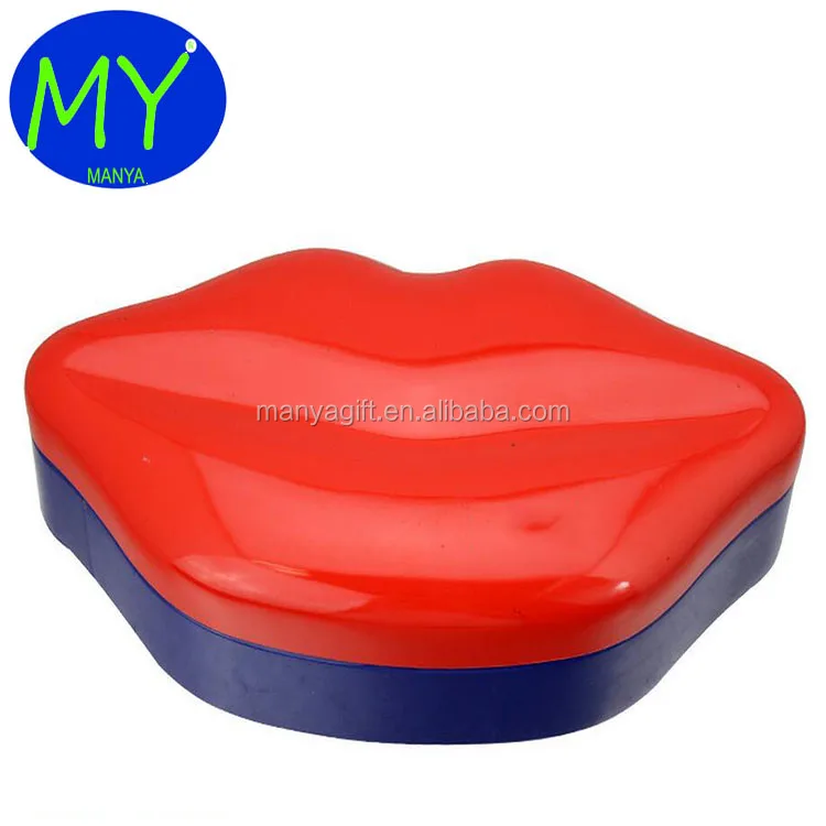 Custom printed lip shape tin box high quality lip shape tin box lip balm tin case make up metal box in alibaba