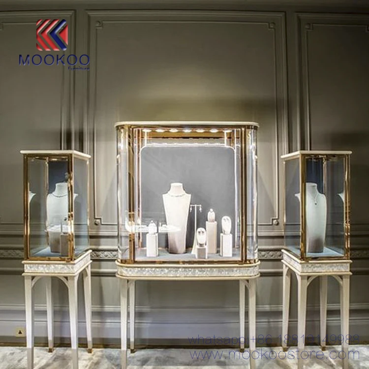 Luxury Custom Shopping Mall Window Derier Display Jewelery Showcase For Sale