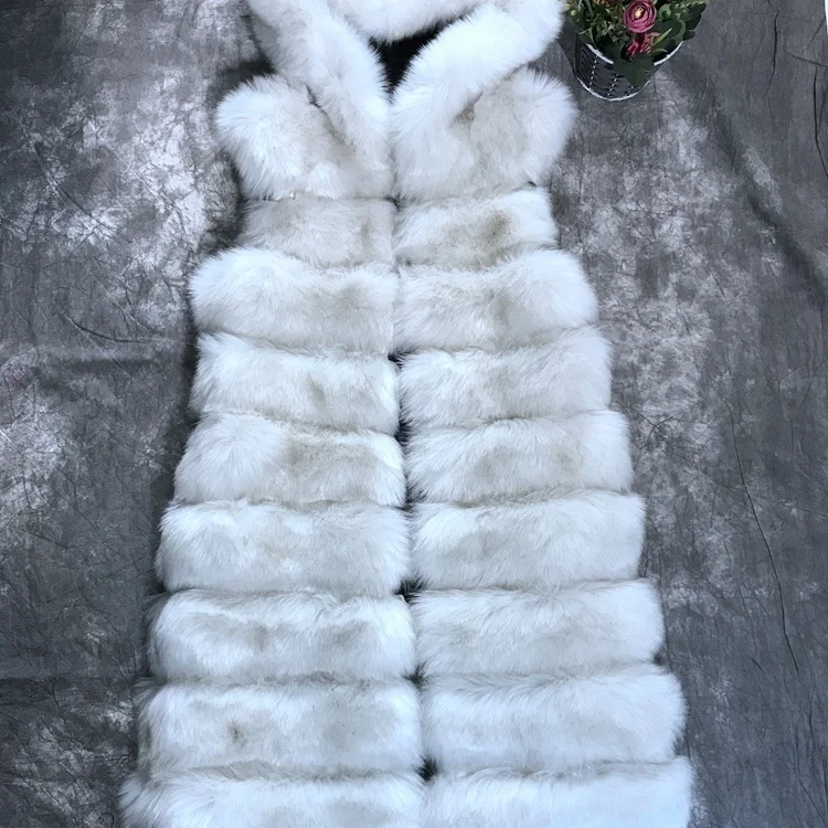 European style vest women long faux fur customized color coat