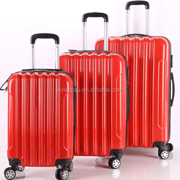 black 3pcs set tsa lock plastic hardside trolley case ABS PC trolley travel luggage sets