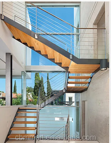 stair wood step stainless handrail iron keel indoor stair step tread construction real estate architect contractor