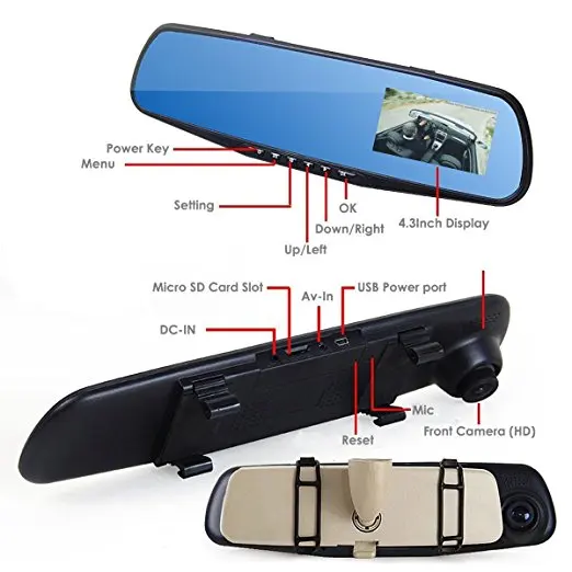 RERAND M301 Hot Cheapest Dual Mirror Car Camera Rear View Mirror Dash Cam Mirror Double Camera
