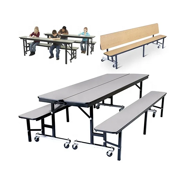 Modern School Cafeteria Table Convert Table Auditorium Bench Outdoor Folding Mobile Canteen Table