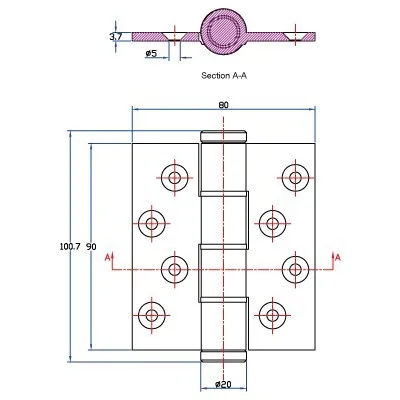 HE06 Stainless steel Middle Door Hinge Black Finish Fix Pin