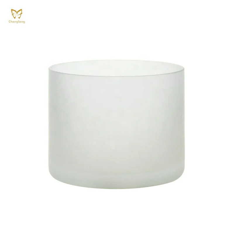 wholesale customized logo glass candle jar classic design frosted candle glass holder cup for scented candle making