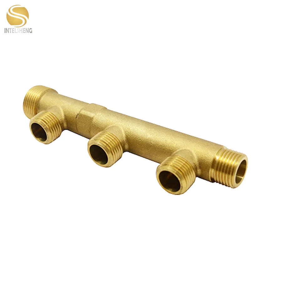 2/3/4 ways heating flow water meter tube pipe fittings connector brass copper industrial manifold