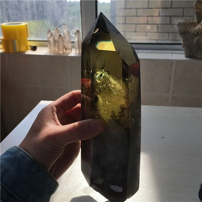 Натуральная большая Дымчатая кварцевая кристаллическая палочка для