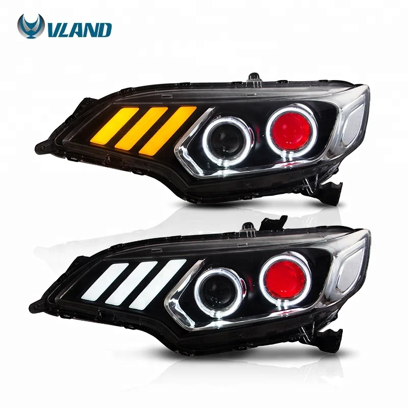 VLAND Manufacturing and Wholesale sequential headlamp 2014-up mustang look headlight For Honda jazz  fit