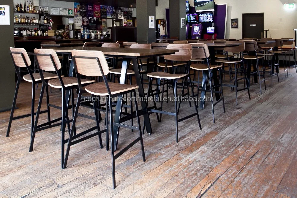 Antique Metal Industrial Bar Stools Copine Sean Dix Wood Bar Chair hotel high back chair