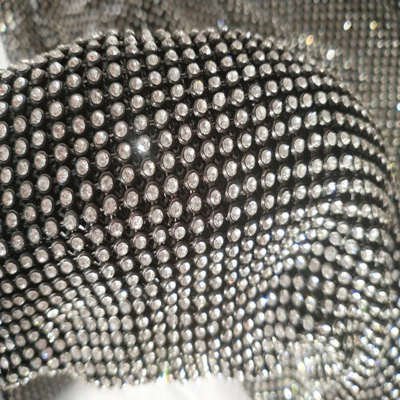 
Chinese factory bulk shoes rhinestone mesh fabric crystal trim bling beaded applique 