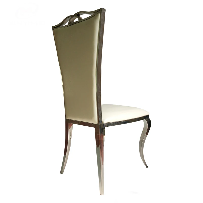 High back comfortable leather stainless steel restaurant chair for weddings