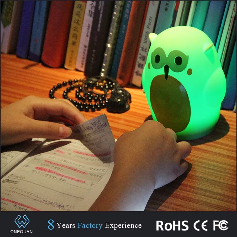 LED Silicone Touch Color Changing Cute Owl Lamps for Kids Bedroom