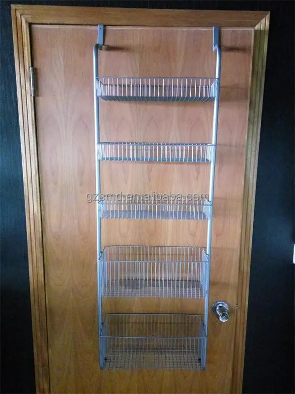 Customized Kitchen Bathroom 5 Tier Wire Over Door Storage Shelf Sundries Storage rack for kitchen bathroom living room