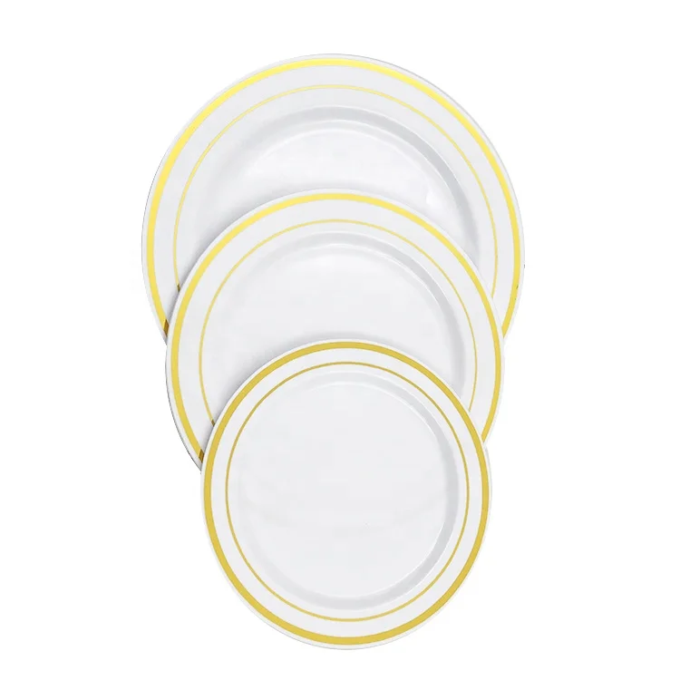 wedding rose gold rim disposable rose golden color for party plastic plates set