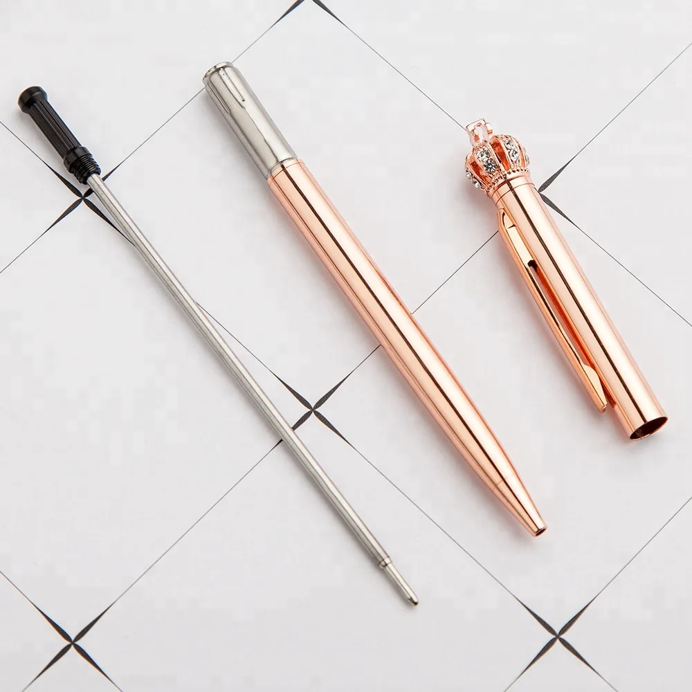 hot selling church anniversary souvenirs cute weeding pen diamond crown luxury metal twist pen for gift