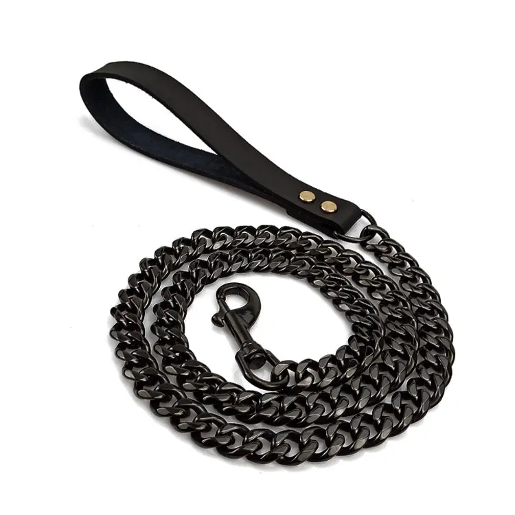 Pet supplies swivel hook strong leather handle dog chain leash