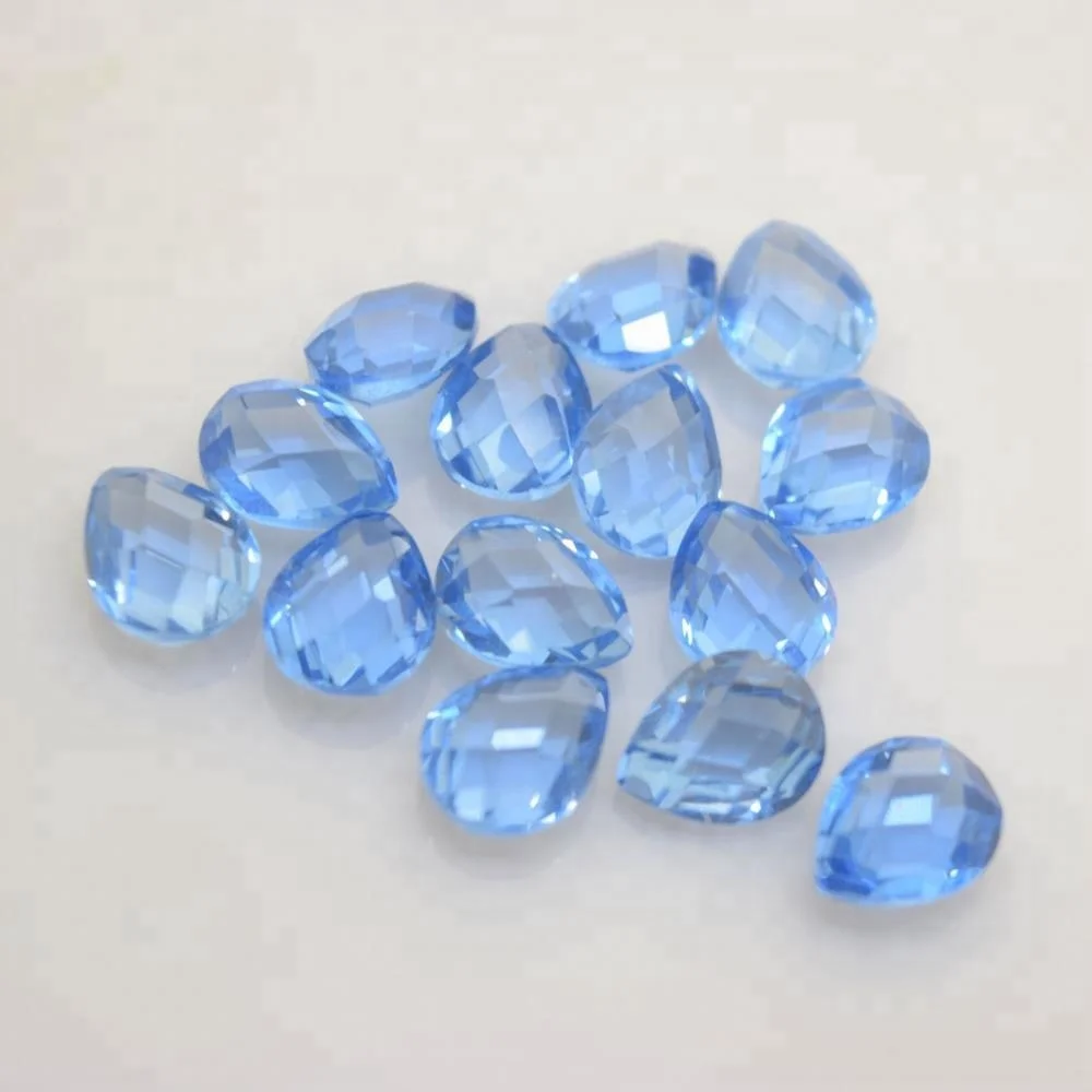 Checkerboard Light Blue Synthetic Spinel Gemstone