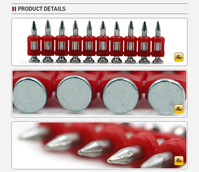 Galvanized Drive Steel and Concrete Gas Pins Nails Steel Shooting Plastic Strip Tjep Gas Pins Nails