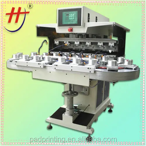 high precise Hengjin  HP-300FZ for switch patterns golf balls six colors conveyor pad printing machine