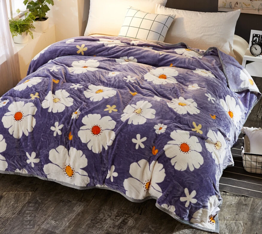 
china factory wholesale custom printed heavy winter fleece blanket quilts bedding set 