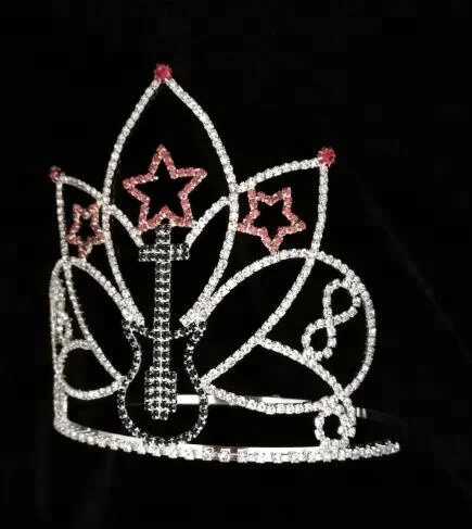 Music Theme Rhinestone Star Pageant Crown
