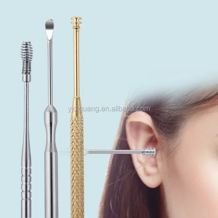 10-Pcs Customized Household Ear Wax Removal Kits Reusable Stainless Steel Ear Pick and Curette with Poly Bag for Cleaning