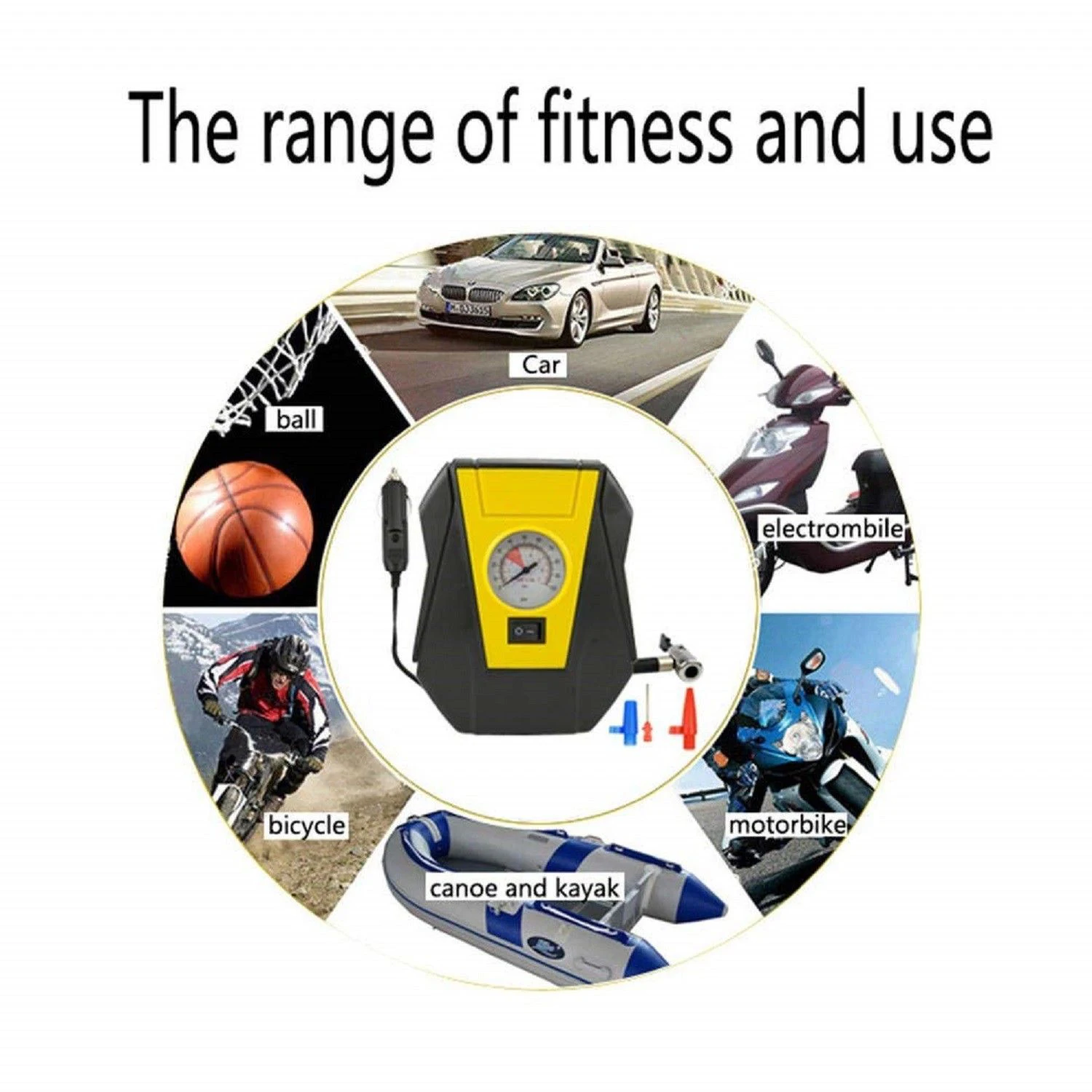 CAR AIR COMPRESSOR W/ Gauge 12V Auto Pump 100PSI Portable Electric Tire Inflator